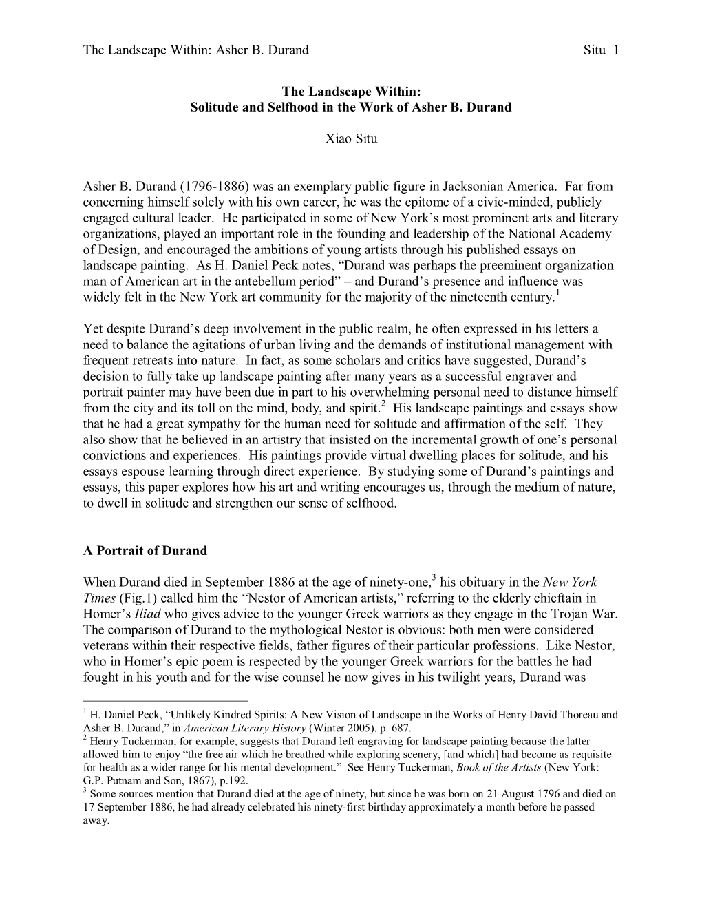 The Landscape Within: Asher B. Durand Situ 1 the Landscape