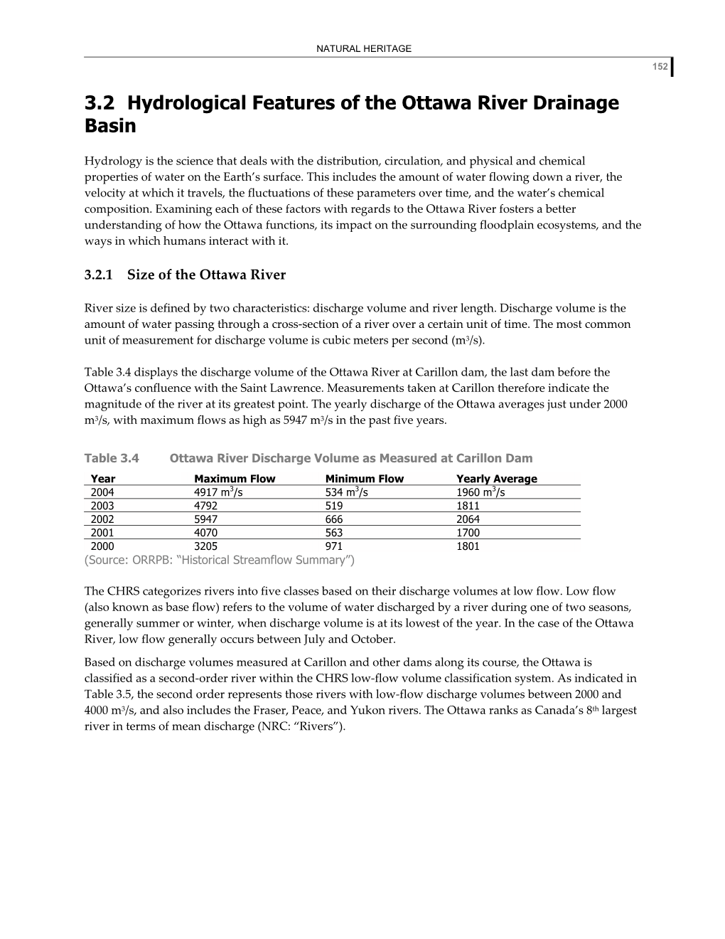 3.2 Hydrological Features of the Ottawa River Drainage Basin