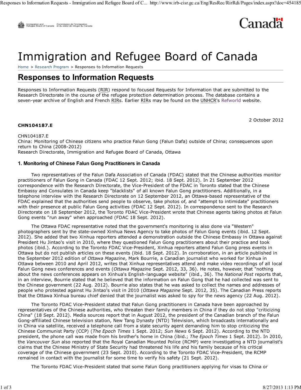 Immigration and Refugee Board of Canada, Ottawa