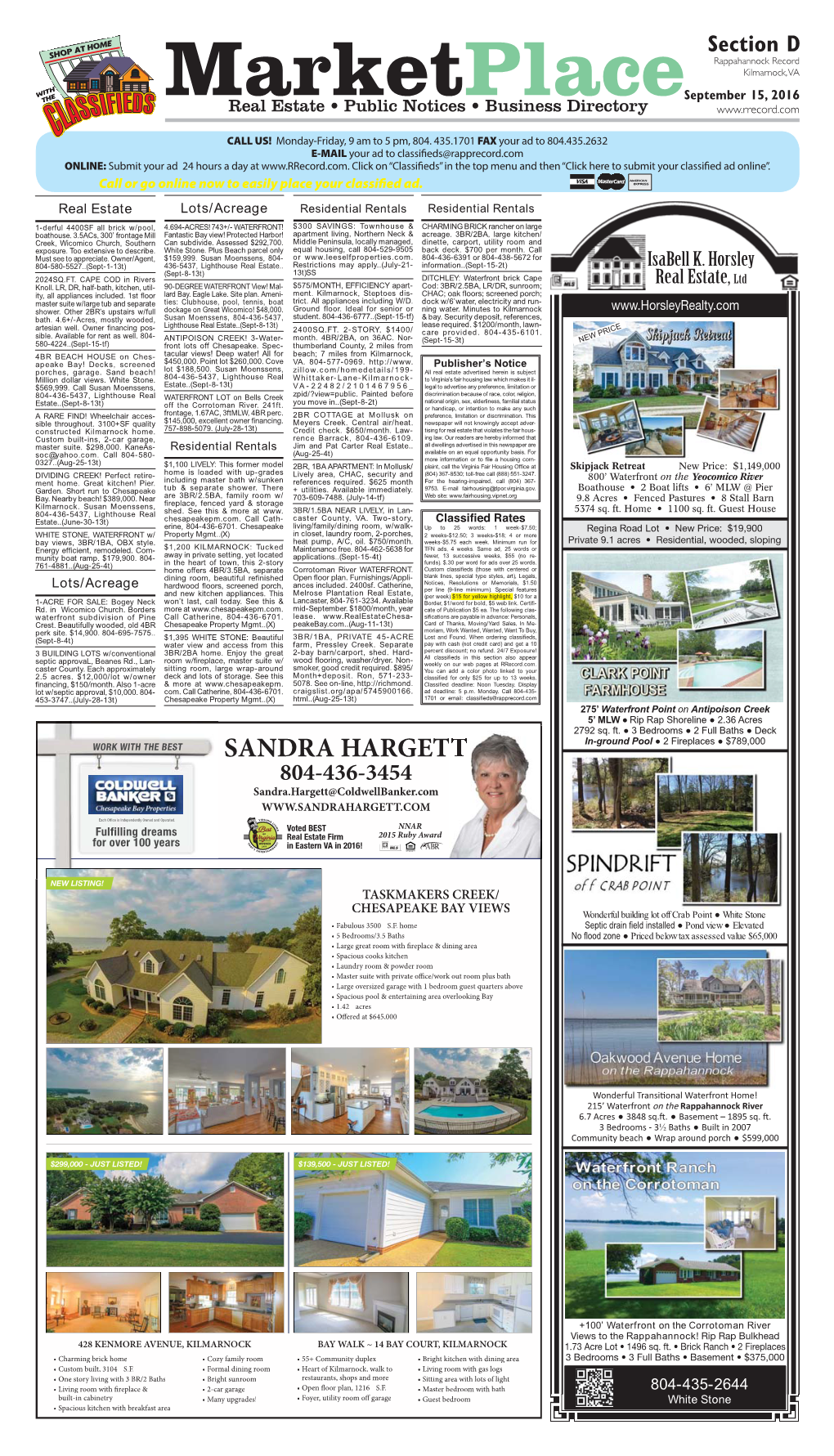 Rappahannock Record, Thursday, September 15, 2016, Section D