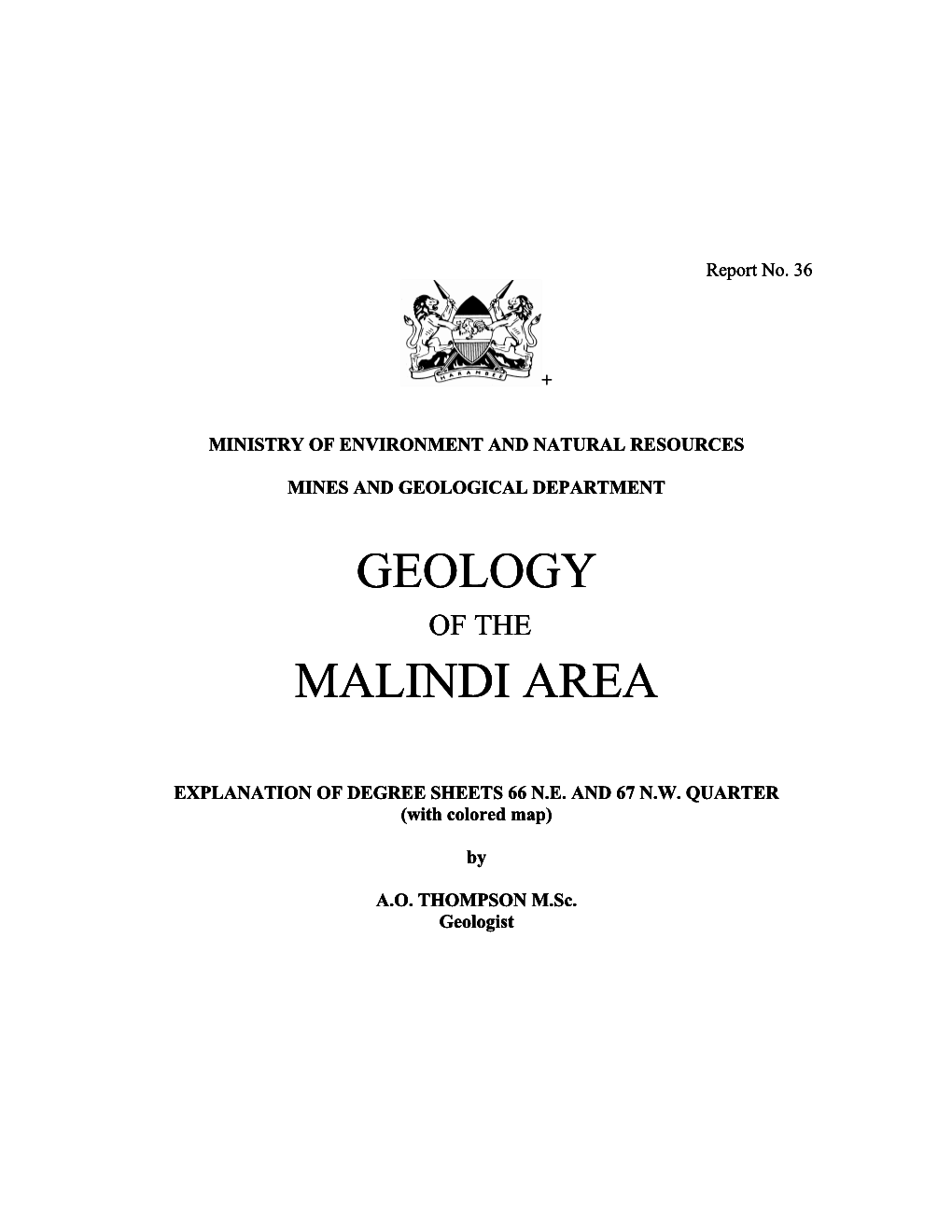 Geology of the Malindi Area