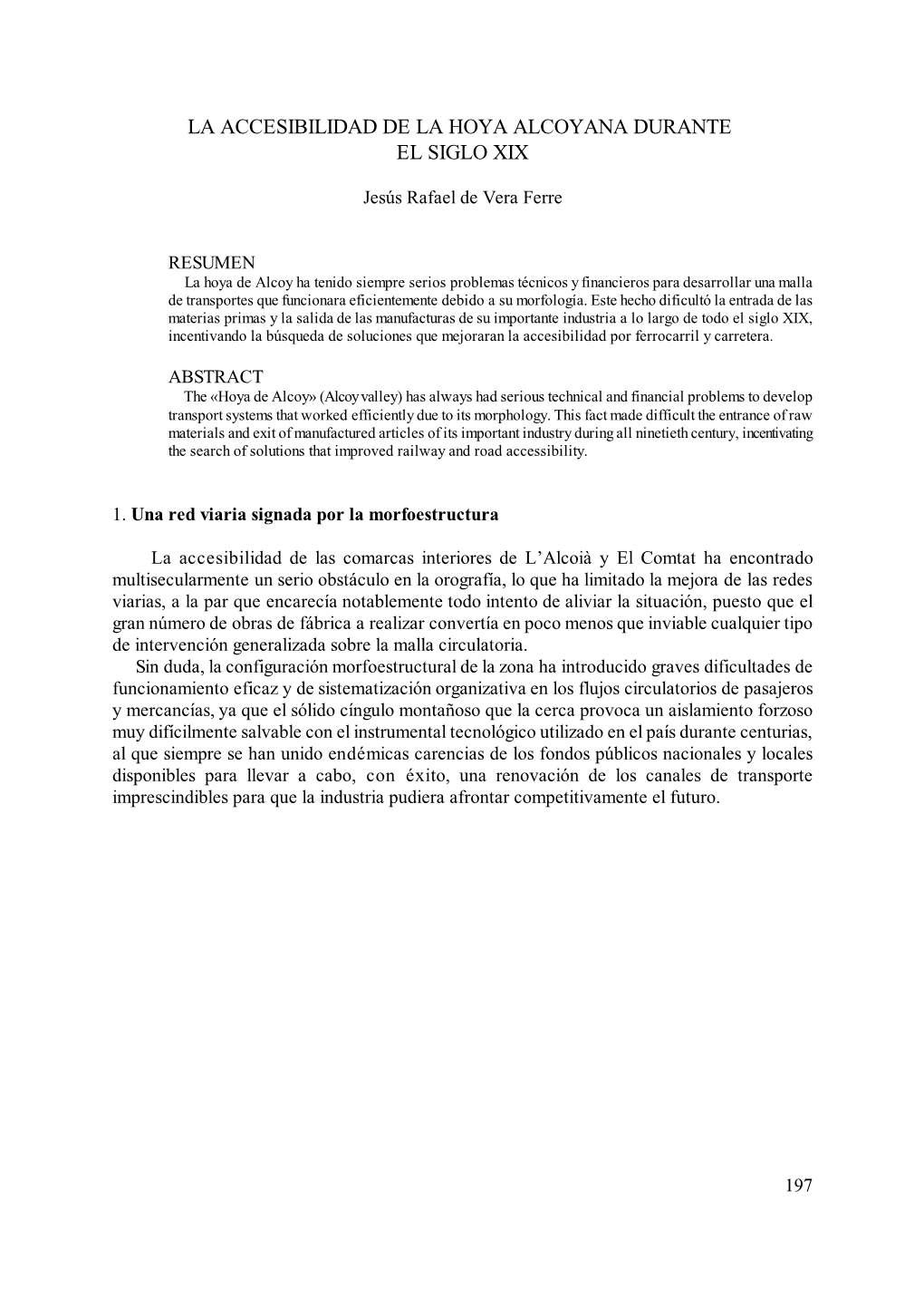 Pdf La Accesiblidad De La Hoya Alcoyana Durante El Siglo XIX Leer