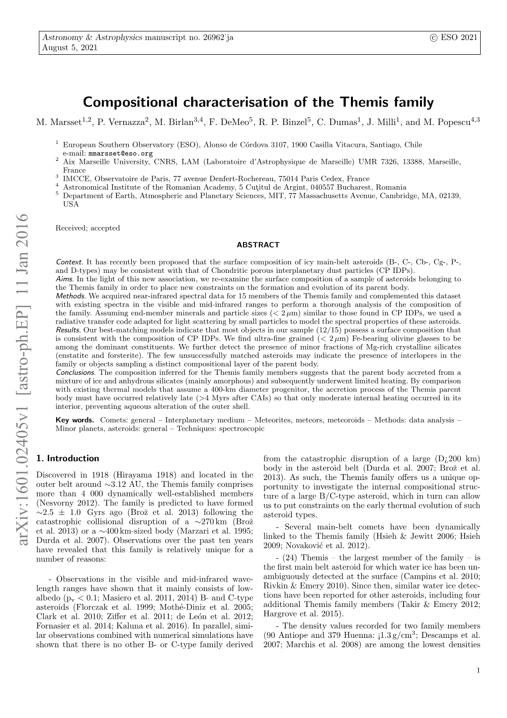 Compositional Characterisation of the Themis Family M