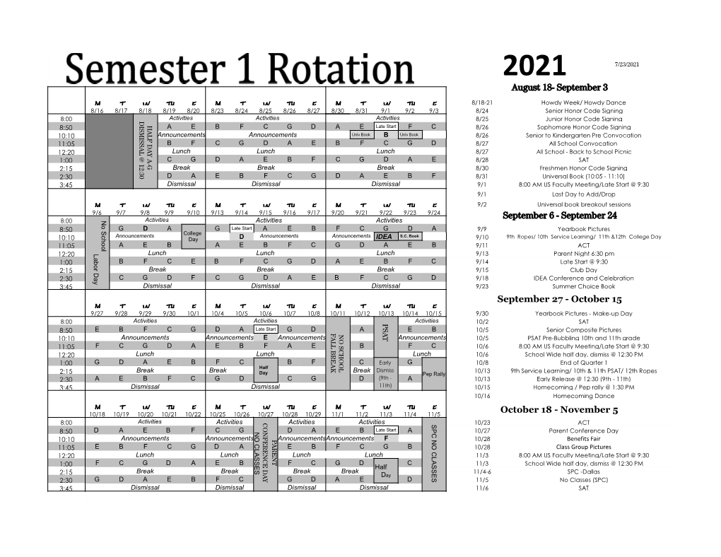 August 18- September 3 September 6