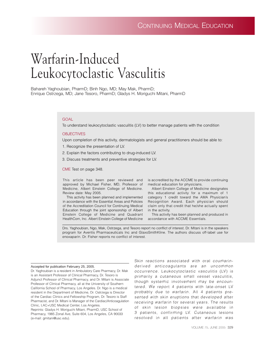 Warfarin-Induced Leukocytoclastic Vasculitis