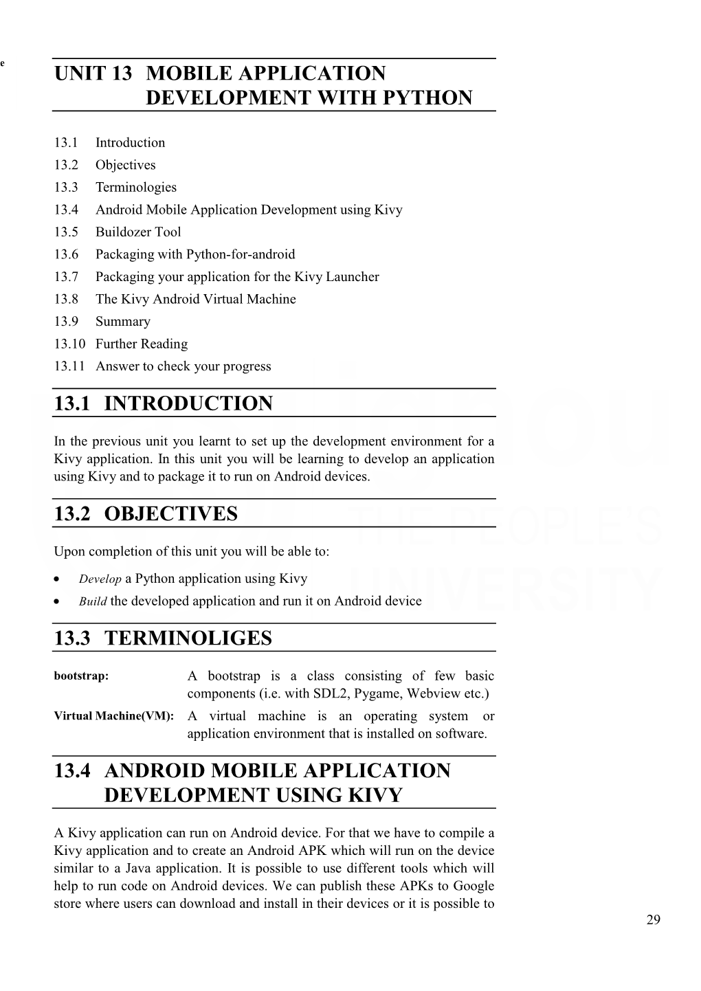 Unit 13 Mobile Application Development with Python