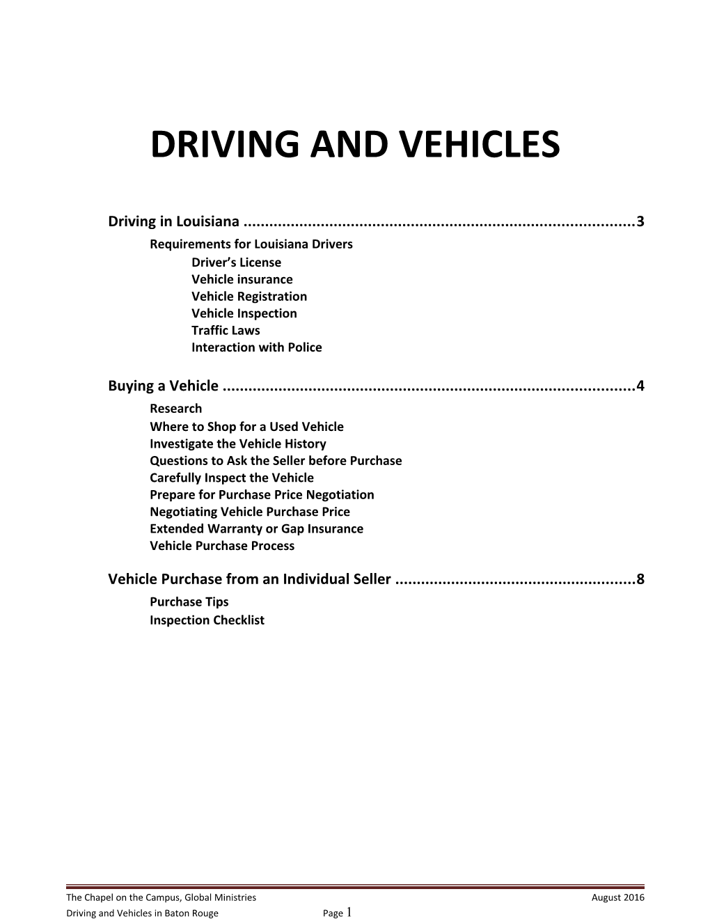 Driving and Vehicles