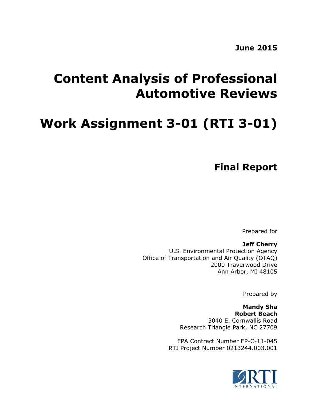 Content Analysis of Professional Automotive Reviews Work