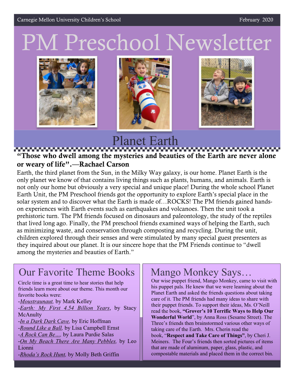 The Planet Earthpm Newsletter