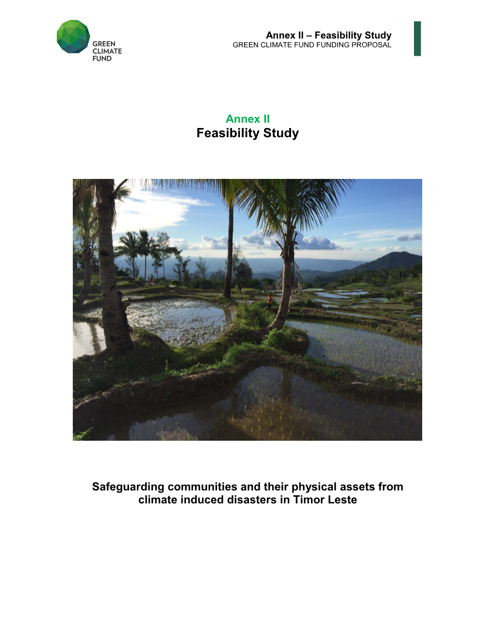 Feasibility Study GREEN CLIMATE FUND FUNDING PROPOSAL I