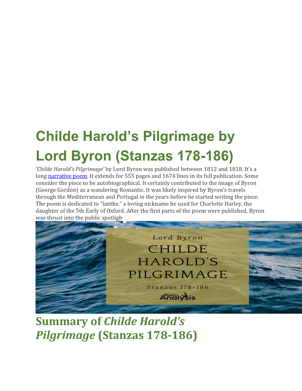 Childe Harold's Pilgrimage by Lord Byron