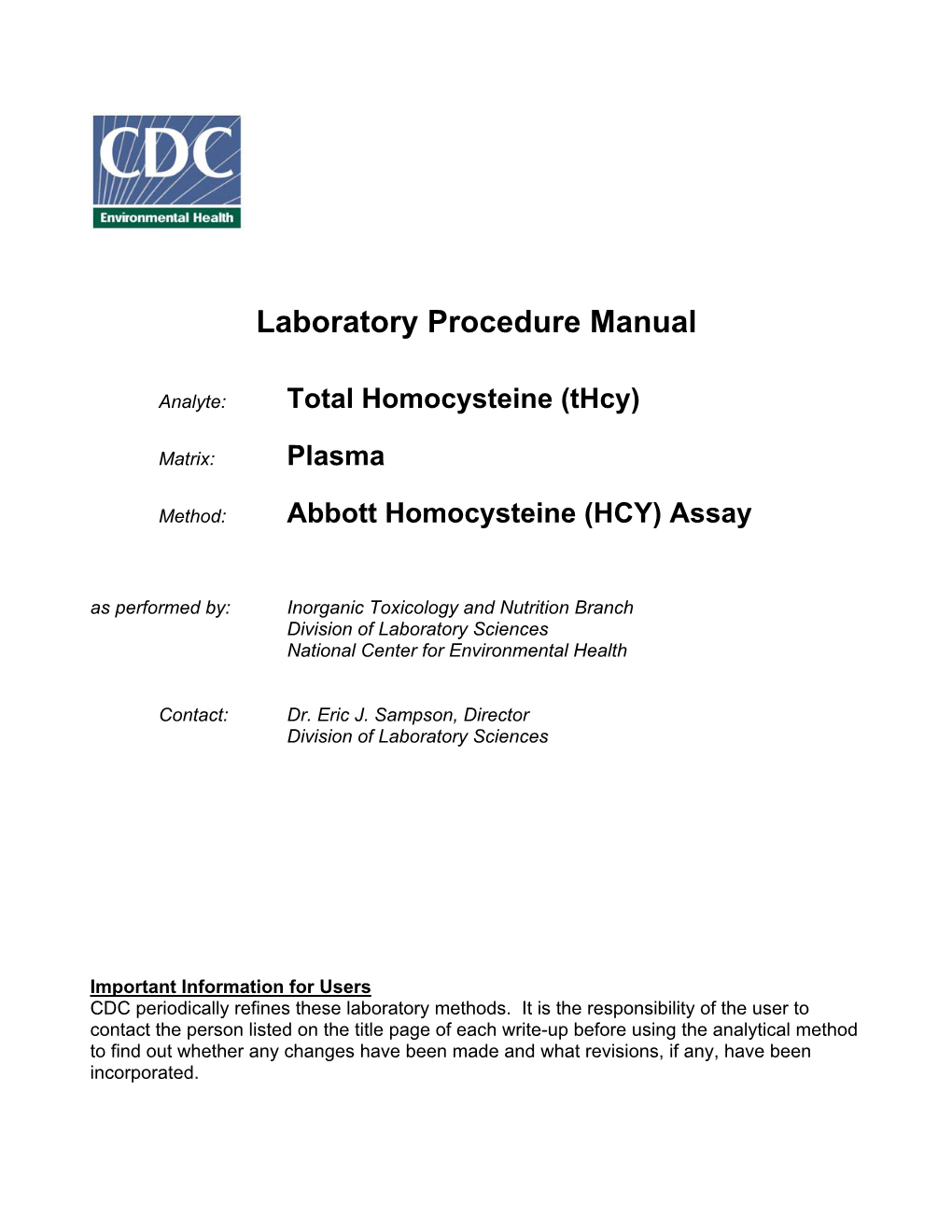 Total Homocysteine (Thcy)