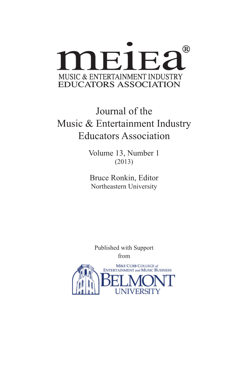 Journal of the Music & Entertainment Industry Educators Association