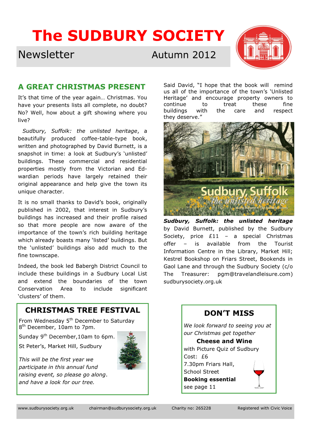 The SUDBURY SOCIETY Newsletter Autumn 2012