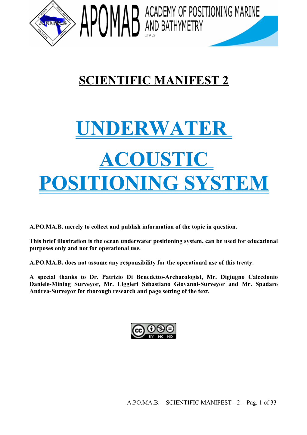 Underwater Acoustic Positioning System