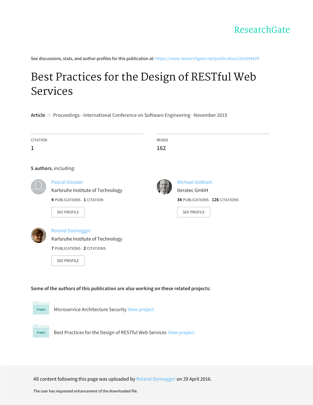 Best Practices for the Design of Restful Web Services