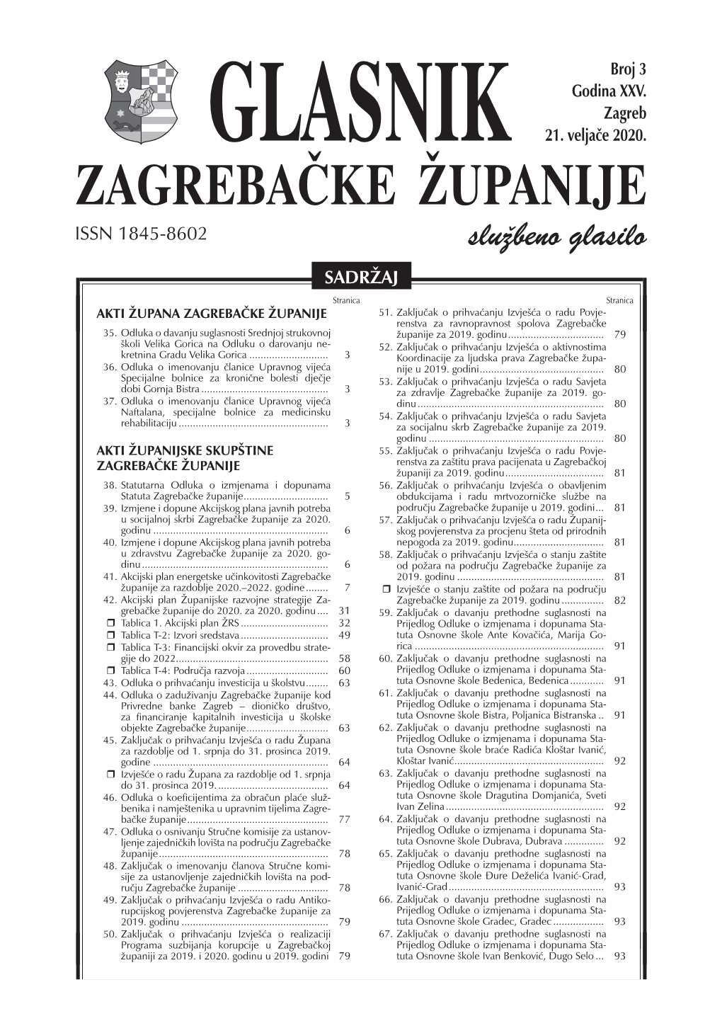 Broj 3 Godina XXV. Zagreb 21. Veljače 2020