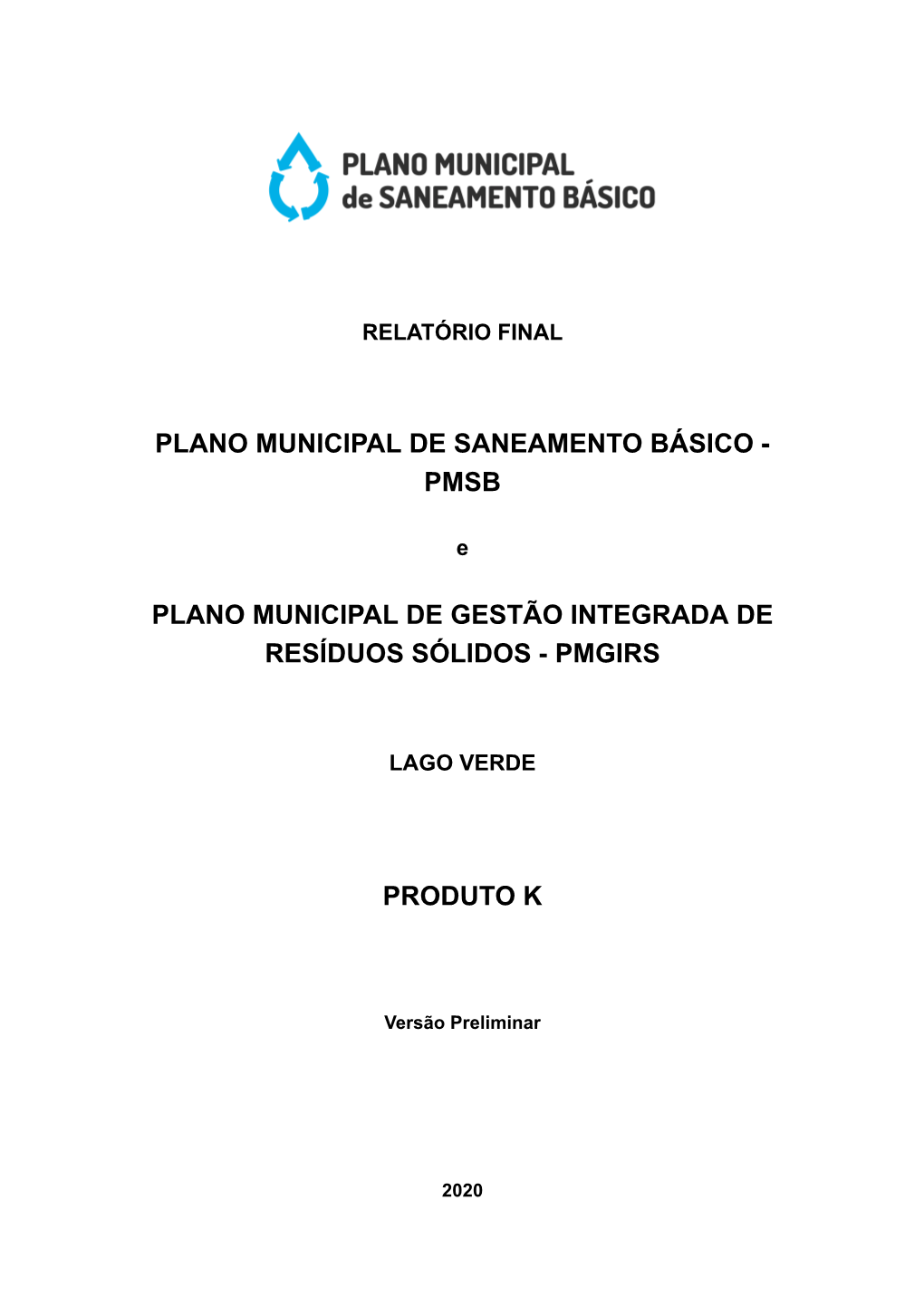 Plano Municipal De Saneamento Básico Pmsb