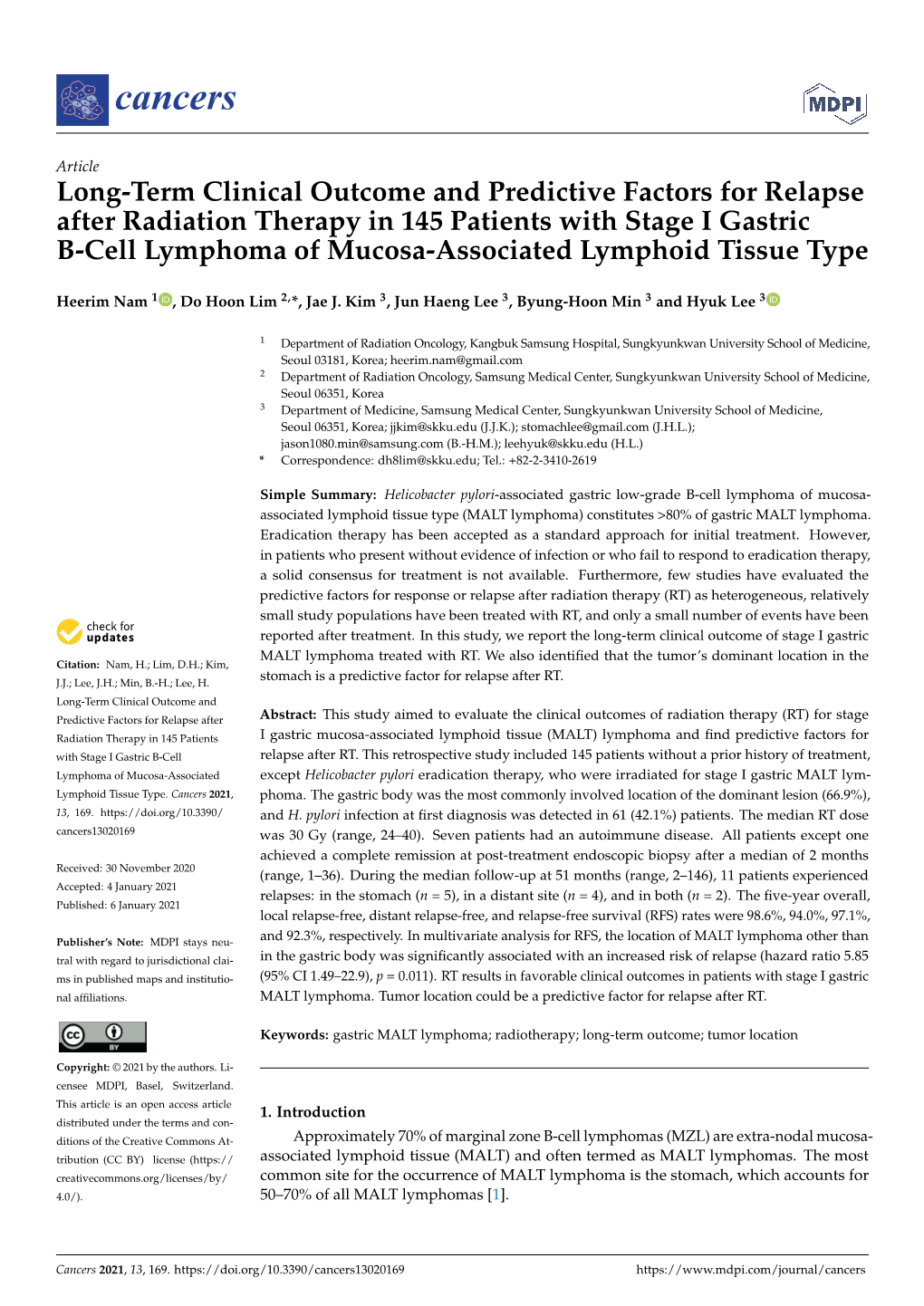 Long-Term Clinical Outcome and Predictive Factors for Relapse After