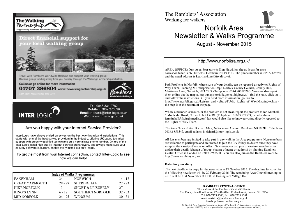 Norfolk Area Newsletter & Walks Programme