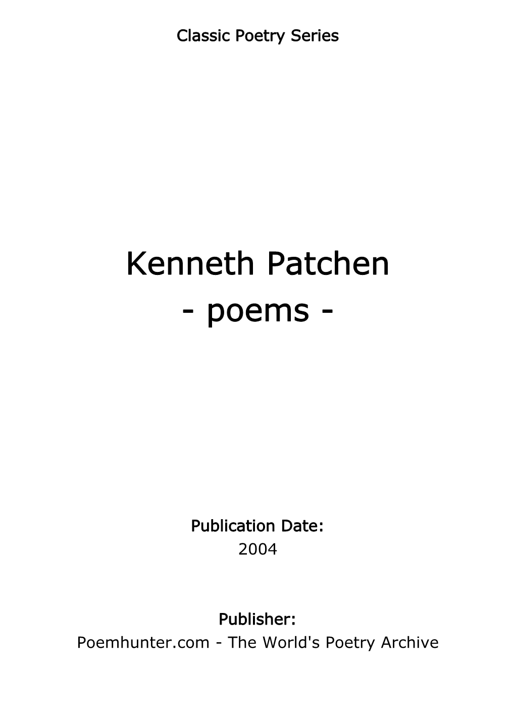 Kenneth Patchen - Poems