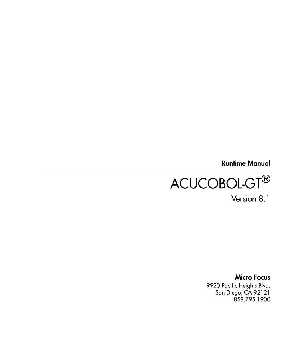 ACUCOBOL-GT Runtime Manual V8.1