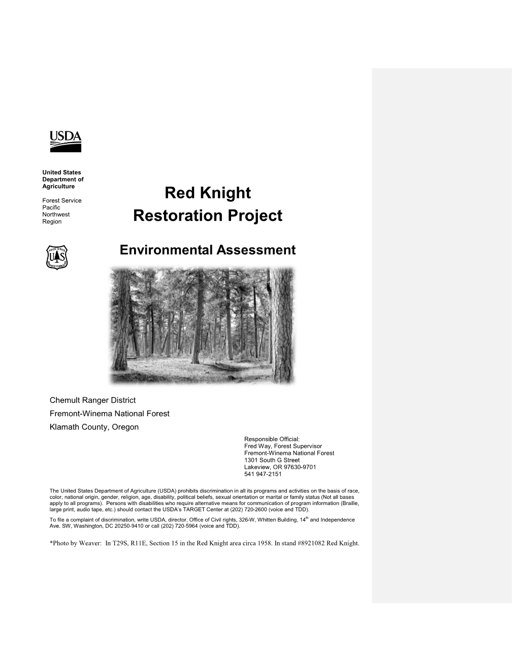 Red Knight Restoration Project DRAFT EA June 19, 2013