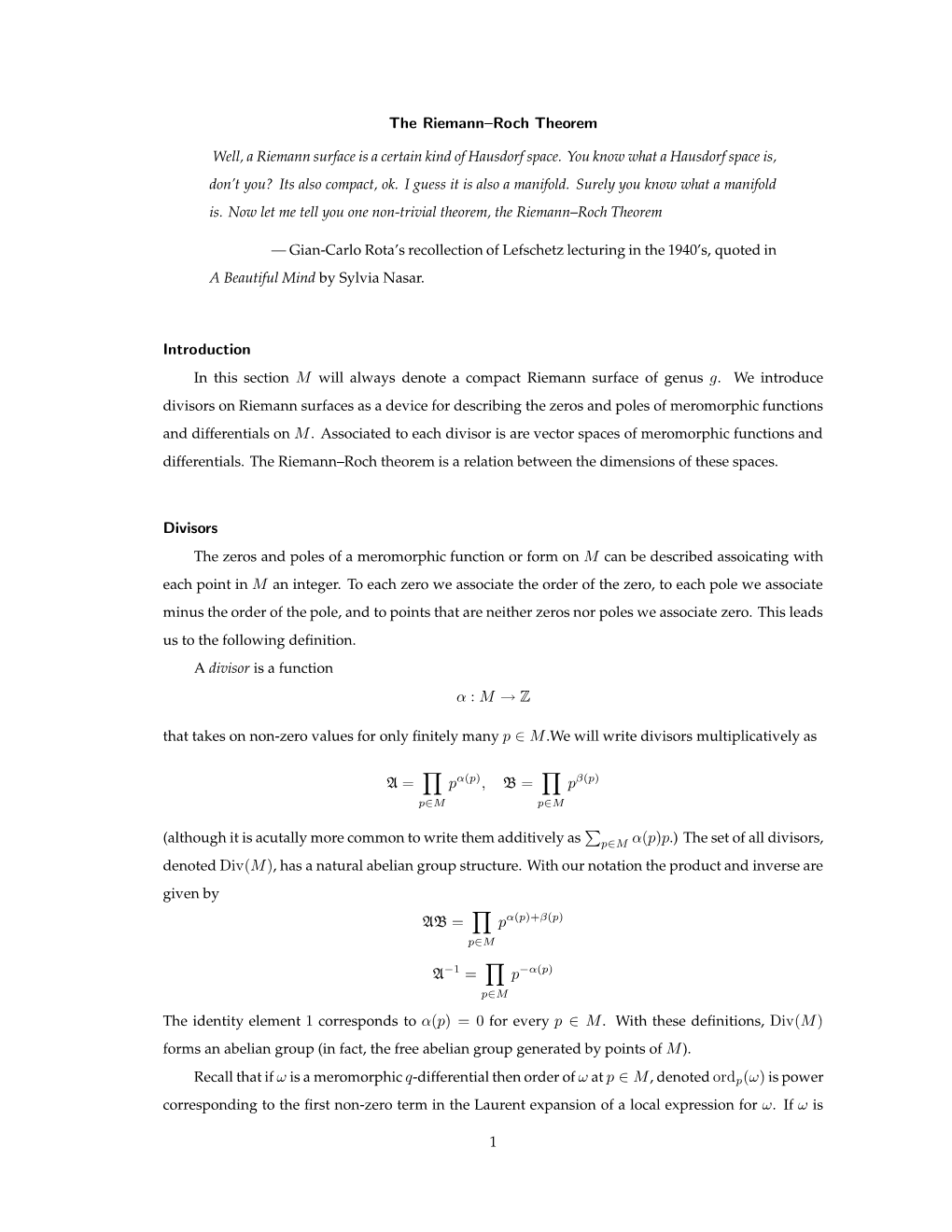 The Riemann–Roch Theorem