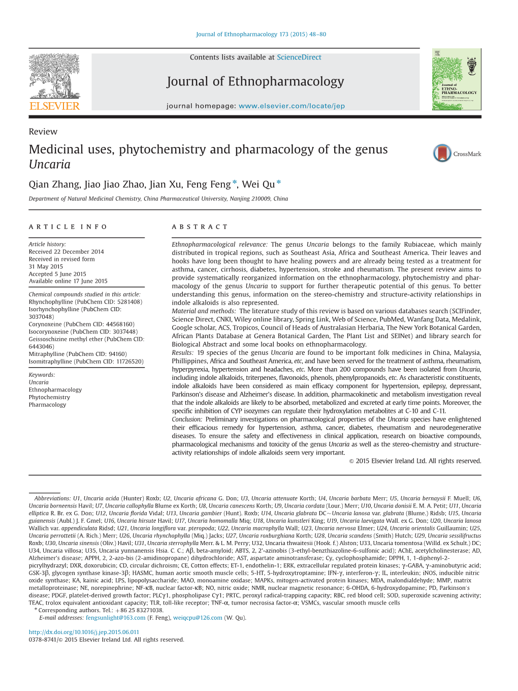 Medicinal Uses, Phytochemistry and Pharmacology of the Genus Uncaria