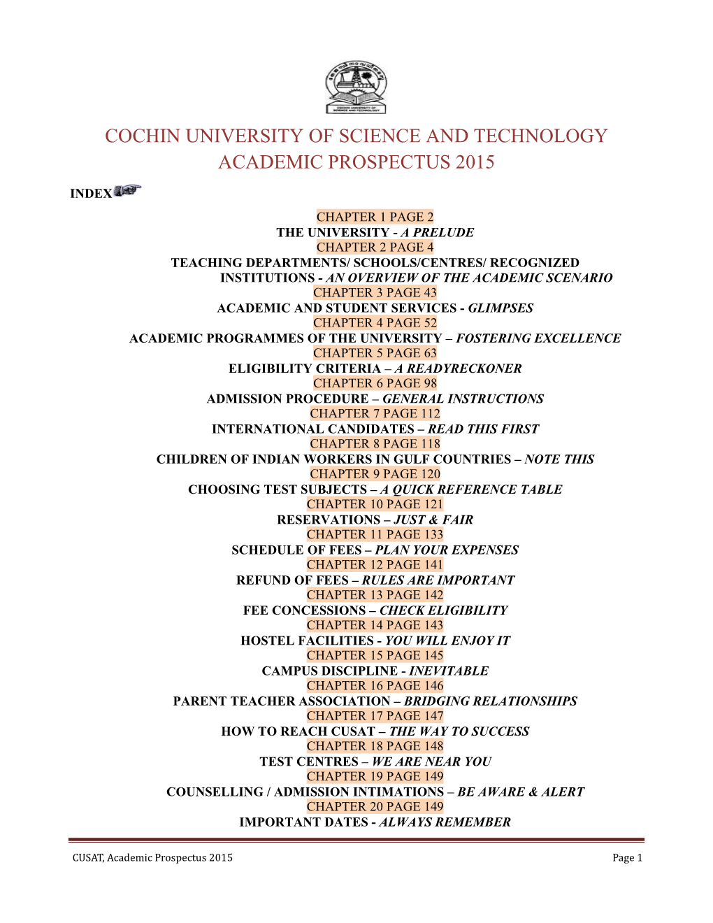 CUSAT Prospectus.Pdf