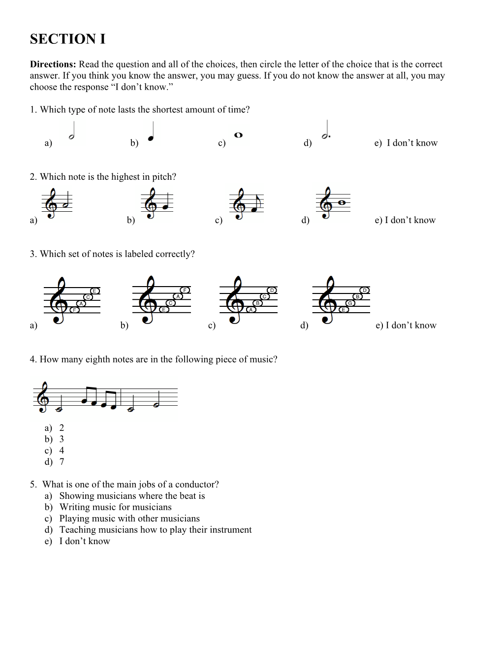 Elementary Pre-Test