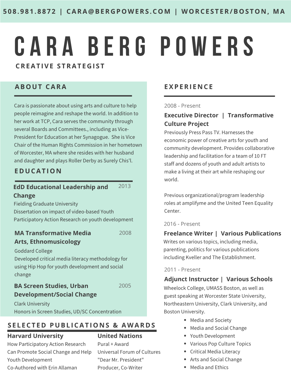 Cara Berg Powers CV