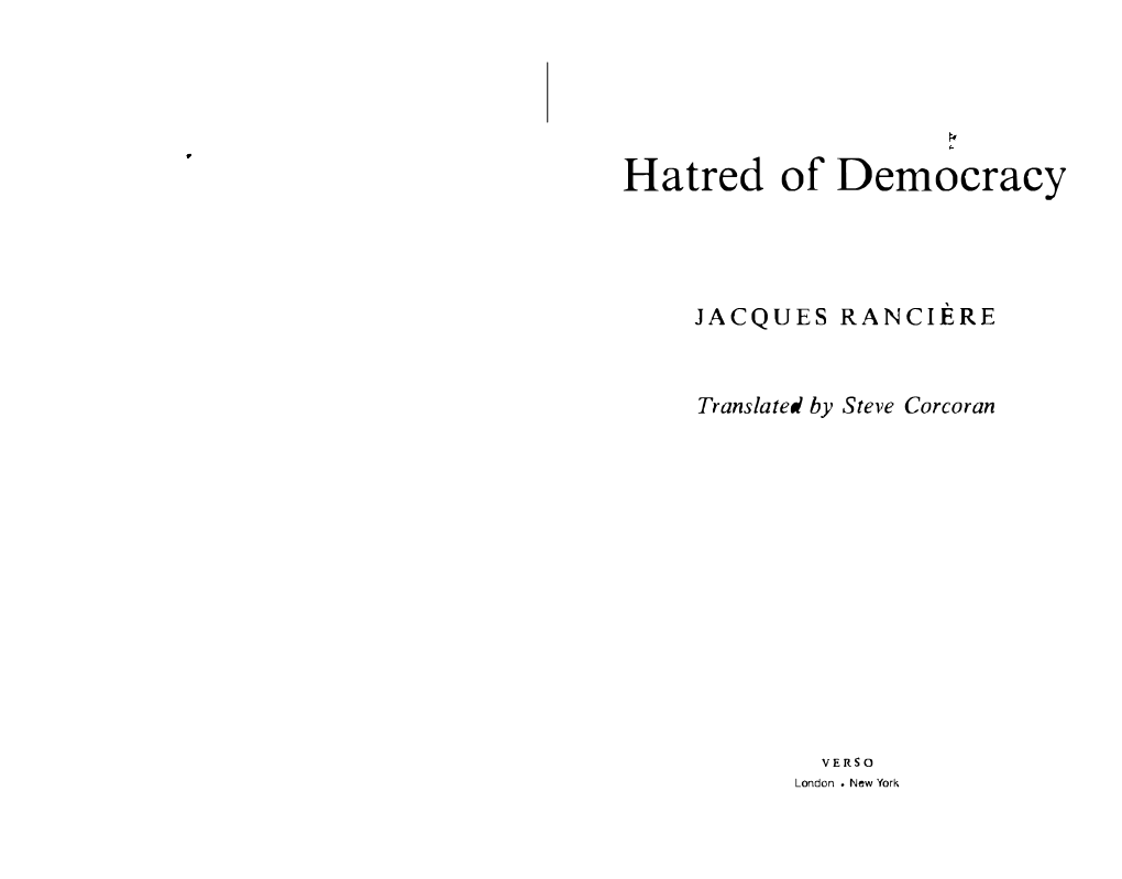 Hatred of Democracy