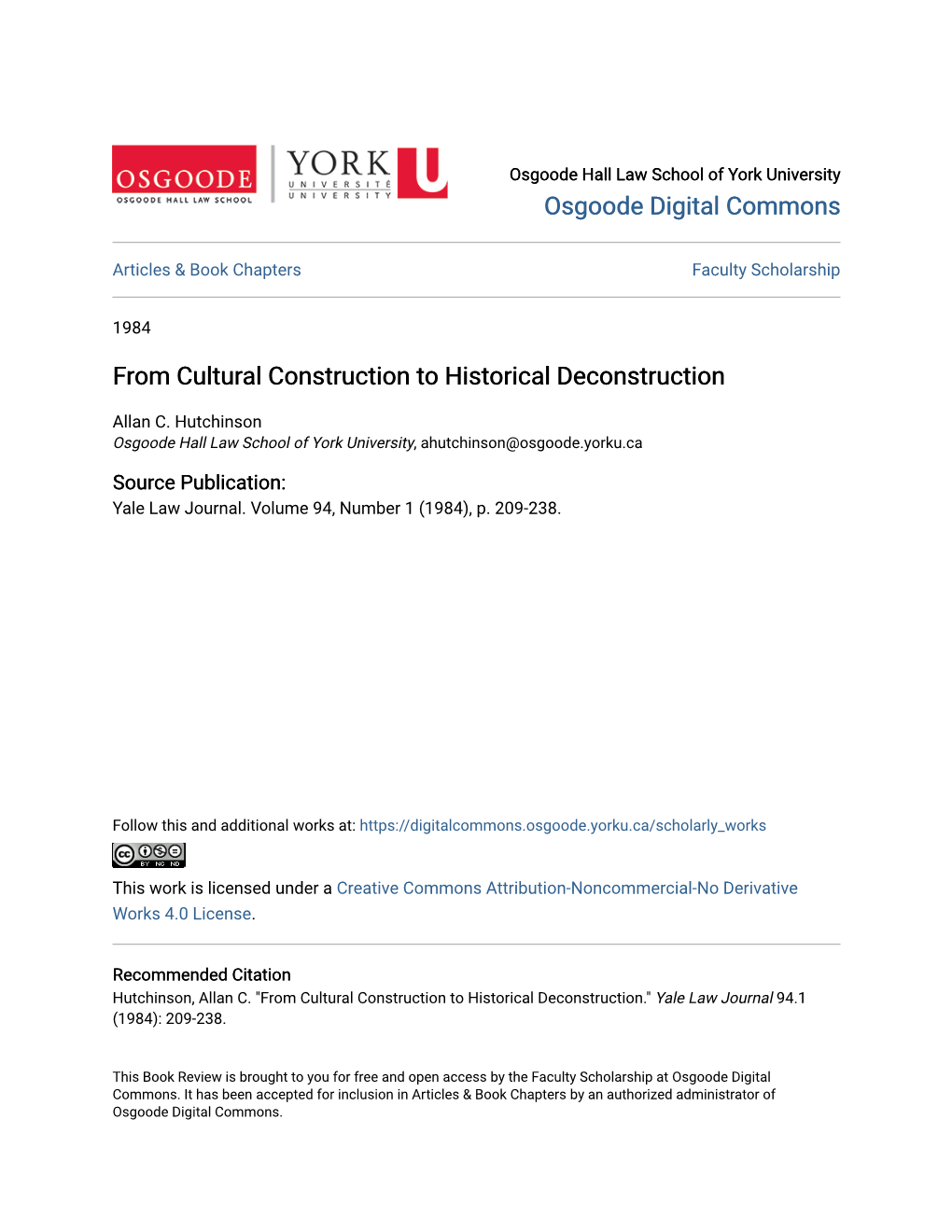 From Cultural Construction to Historical Deconstruction