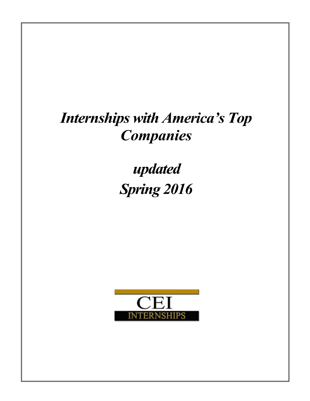 Internships with America's Top Companies - 2015