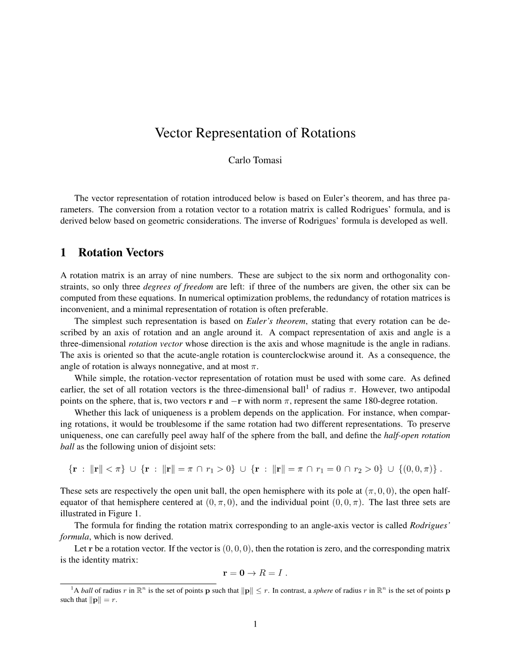 Vector Representation of Rotations