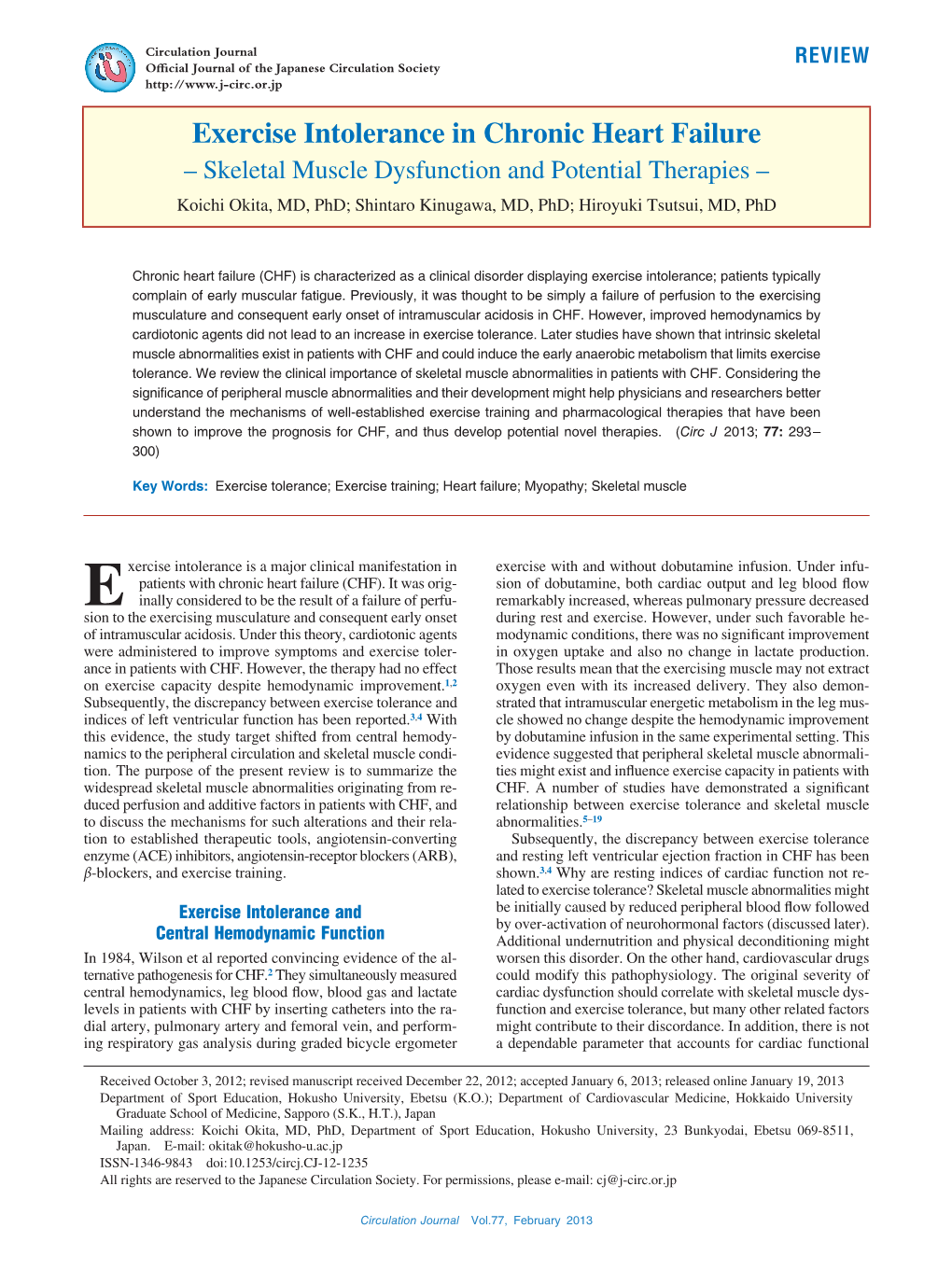 Exercise Intolerance in Chronic Heart Failure