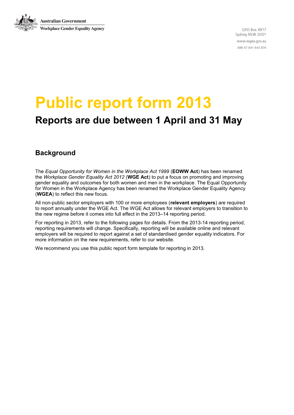 Public Report Form 2013