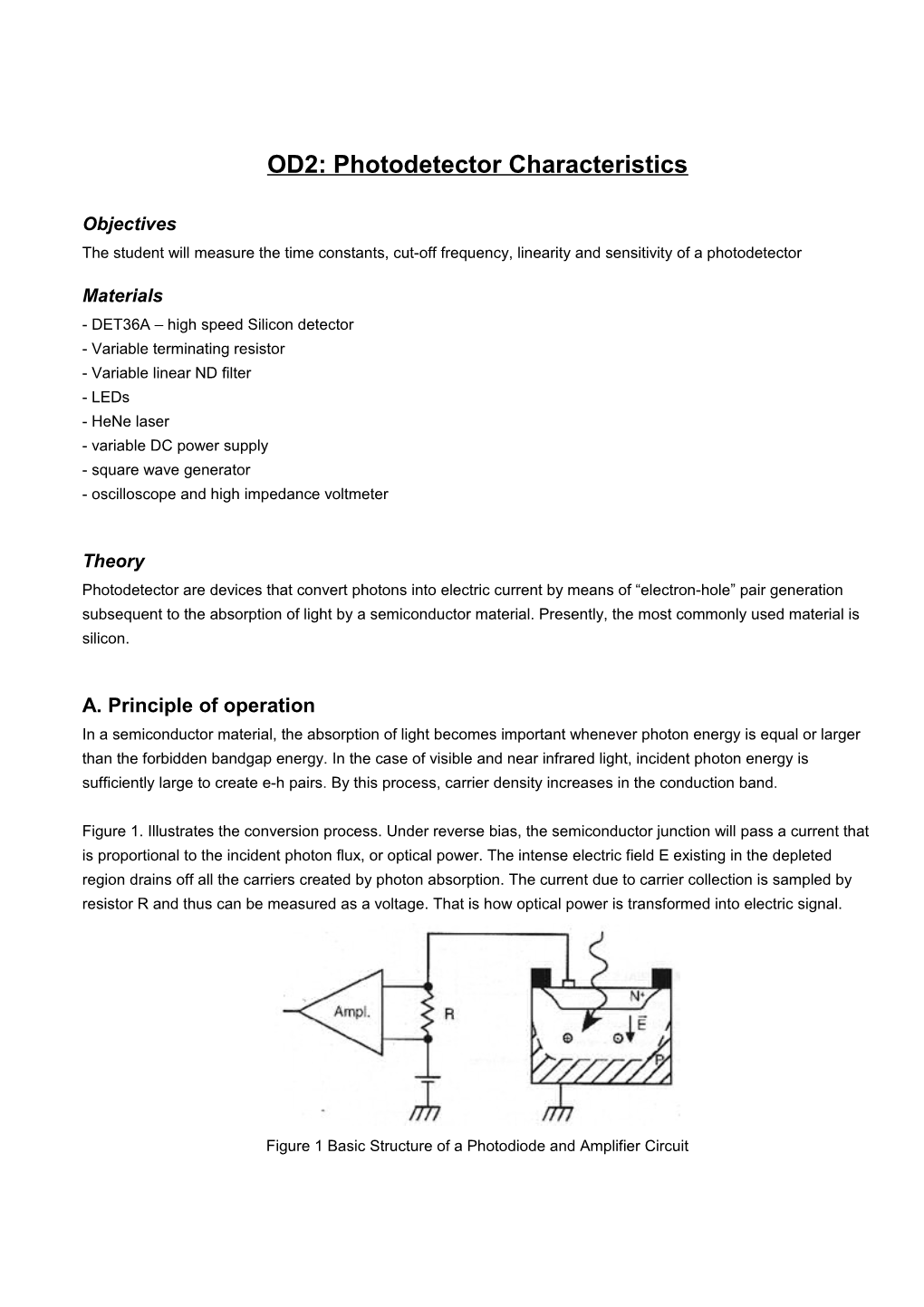 OD2: Photodetector Characteristics