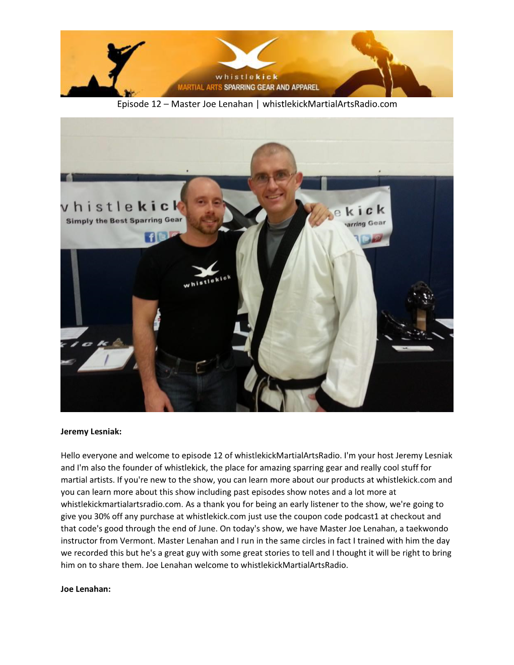 Master Joe Lenahan | Whistlekickmartialartsradio.Com