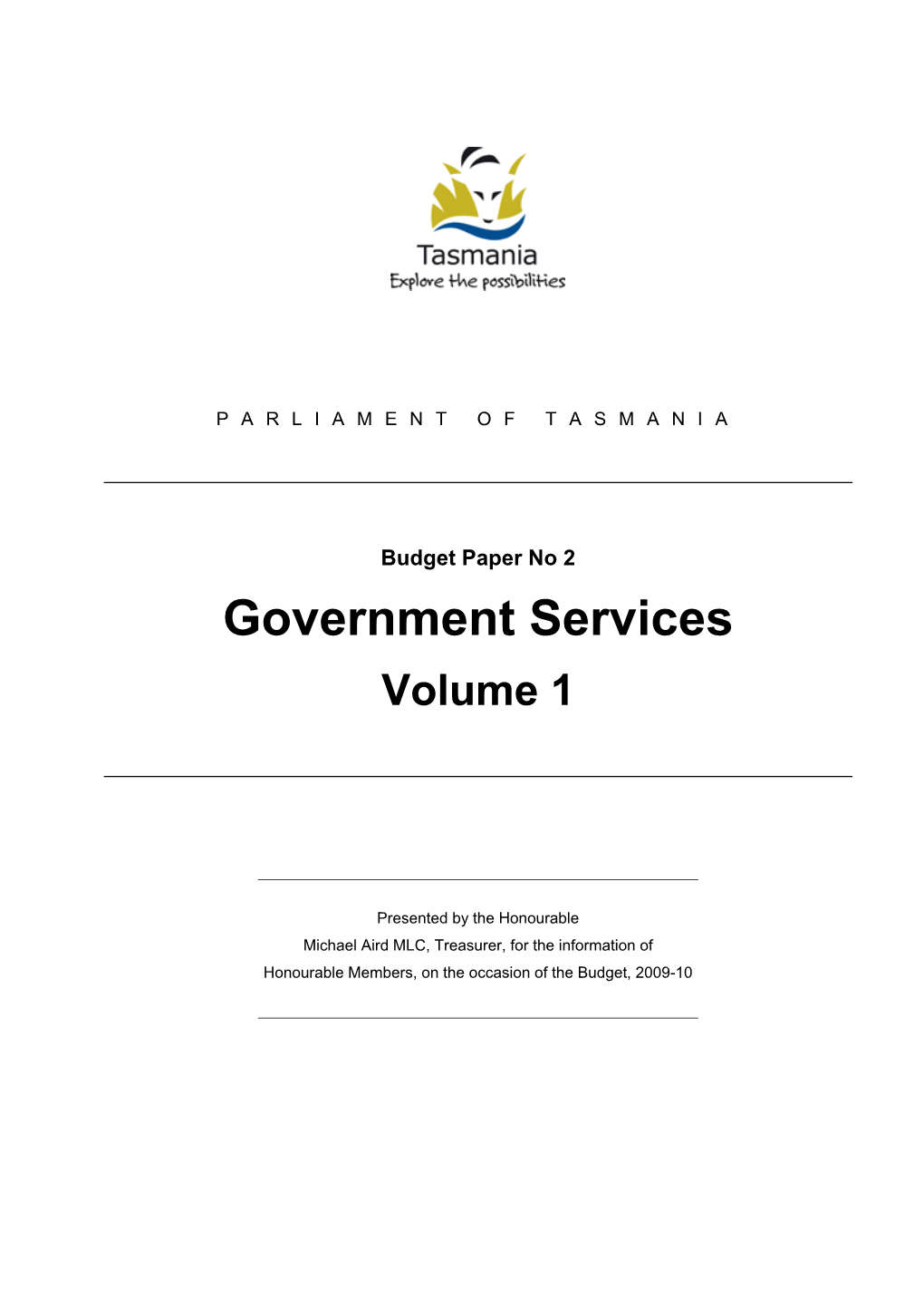 2009-10 Budget Paper No 2 Volume 1