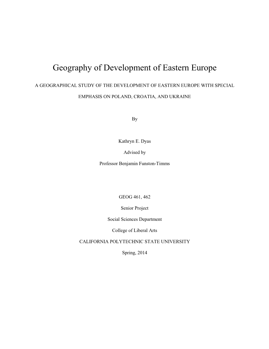 Geography of Development of Eastern Europe