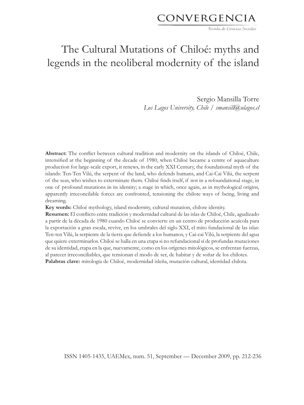 The Cultural Mutations of Chiloé: Myths and Legends in the Neoliberal Modernity of the Island