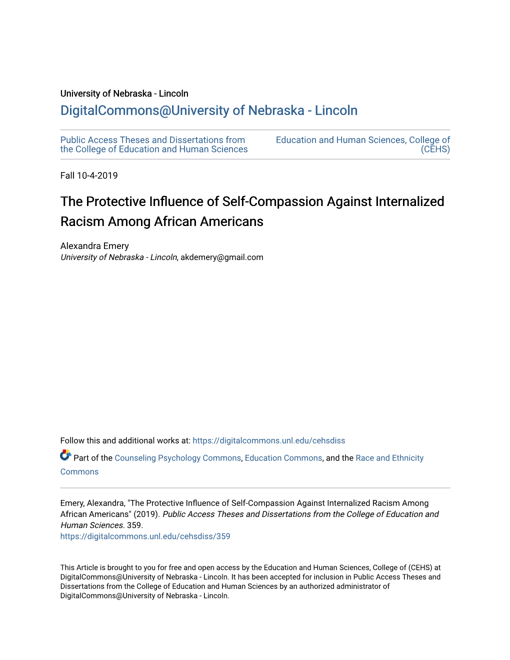 The Protective Influence of Self-Compassion Against Internalized Racism Among African Americans