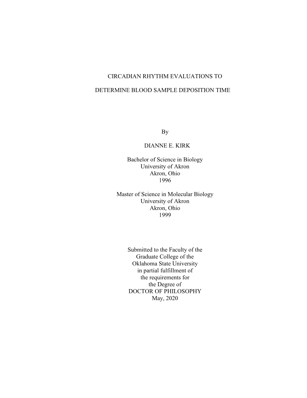 Circadian Rhythm Evaluations to Determine Blood Sample Deposition Time