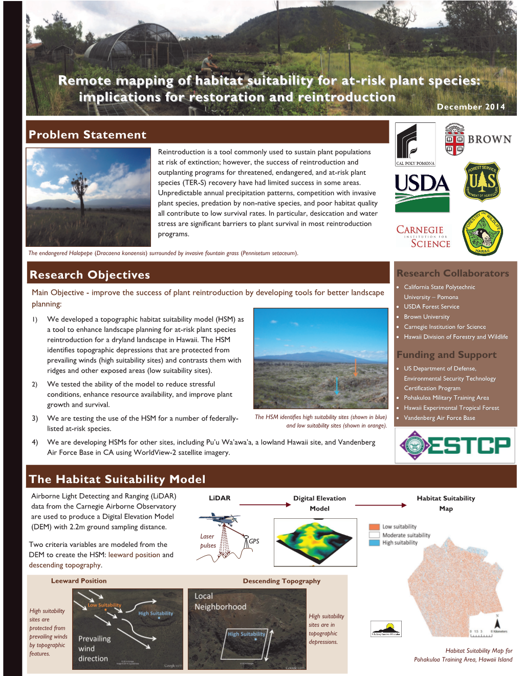 Remote Mapping of Habitat Suitability for At-Risk Plant Species: Implications for Restoration and Reintroduction December 2014