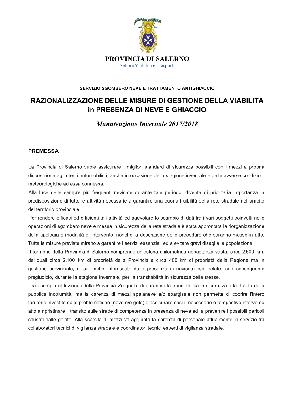 Provincia Di Salerno Razionalizzazione Delle