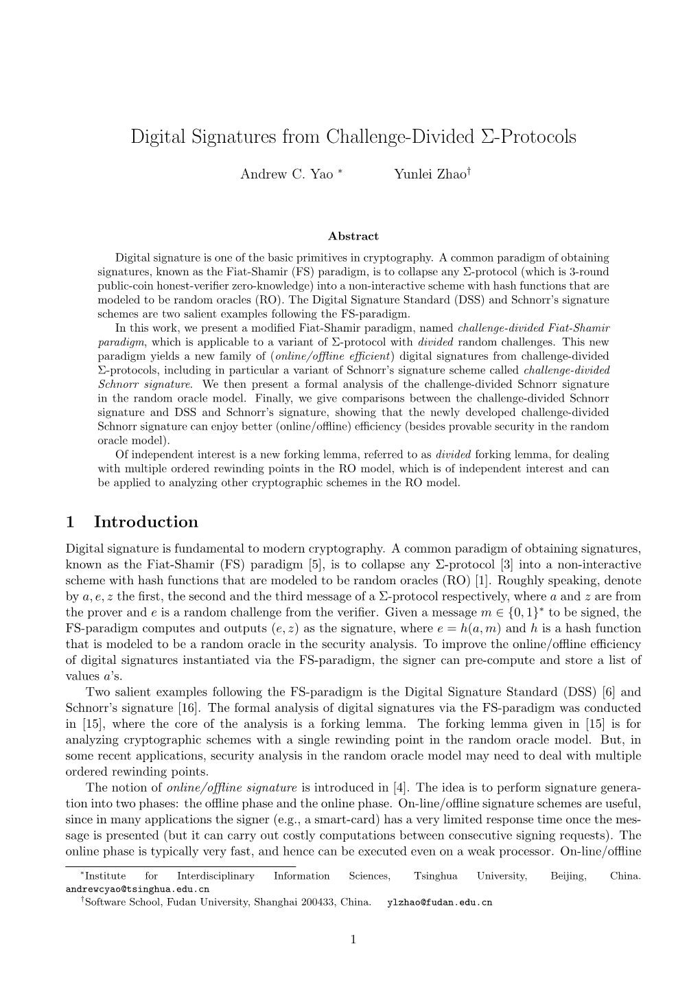 Digital Signatures from Challenge-Divided Σ-Protocols