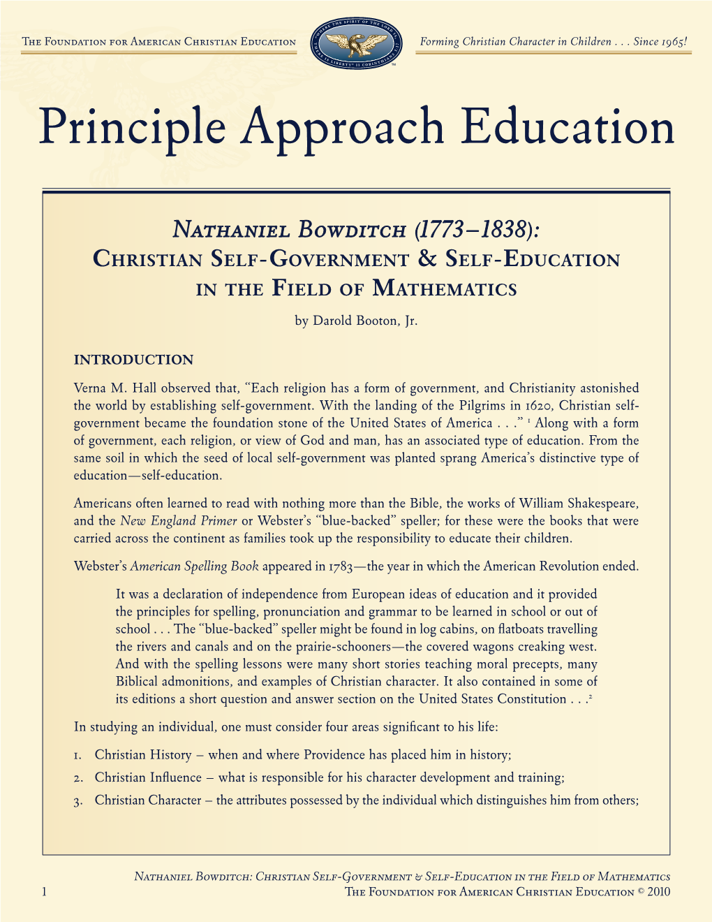 Nathaniel Bowditch (1773–1838): Christian Self-Government & Self-Education in the Field of Mathematics by Darold Booton, Jr