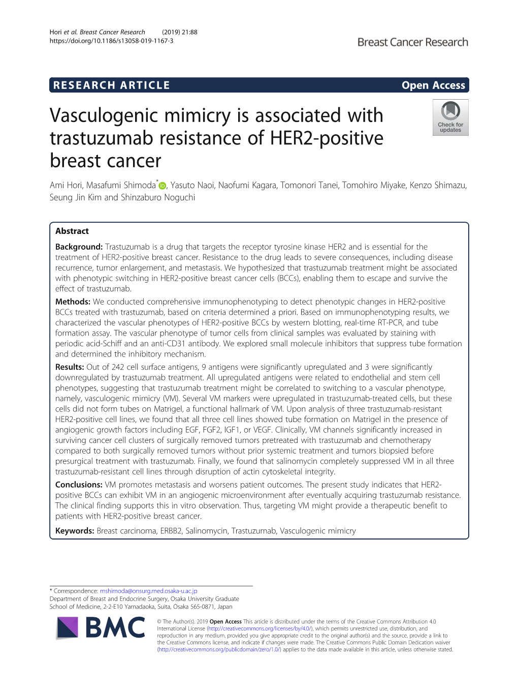 Vasculogenic Mimicry Is Associated with Trastuzumab Resistance Of